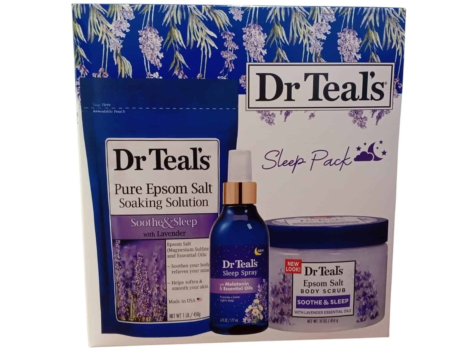 Dr Teals Sleep Pack (Epsom Salt Lav 1Lb +Spray Melat+EpsomSaltScrub Lav)-Nutris